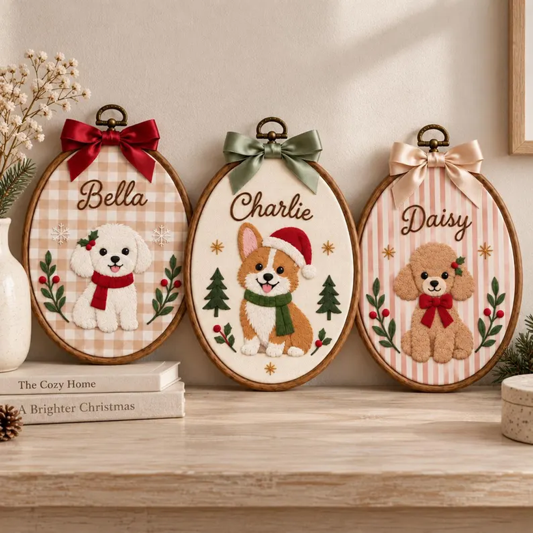 Custom Cartoon Pet Christmas Hoop Ornament