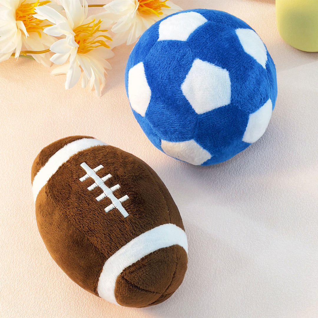 Football Squeaky Plush Dog Toy