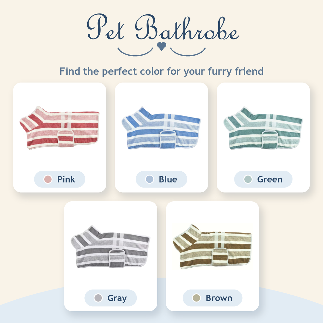 Personalized Striped Terry Pet Bathrobe with Adjustable Wrap