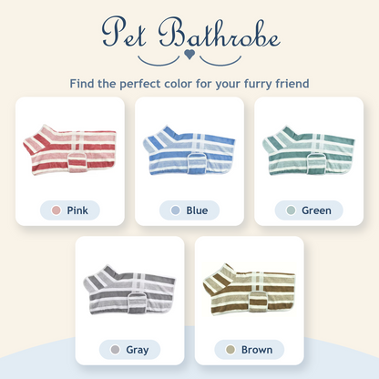Personalized Striped Terry Pet Bathrobe with Adjustable Wrap