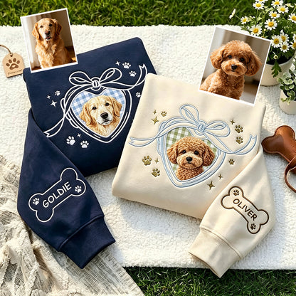 Puptailor Embroidered Pet Portrait And Name Sweatshirt