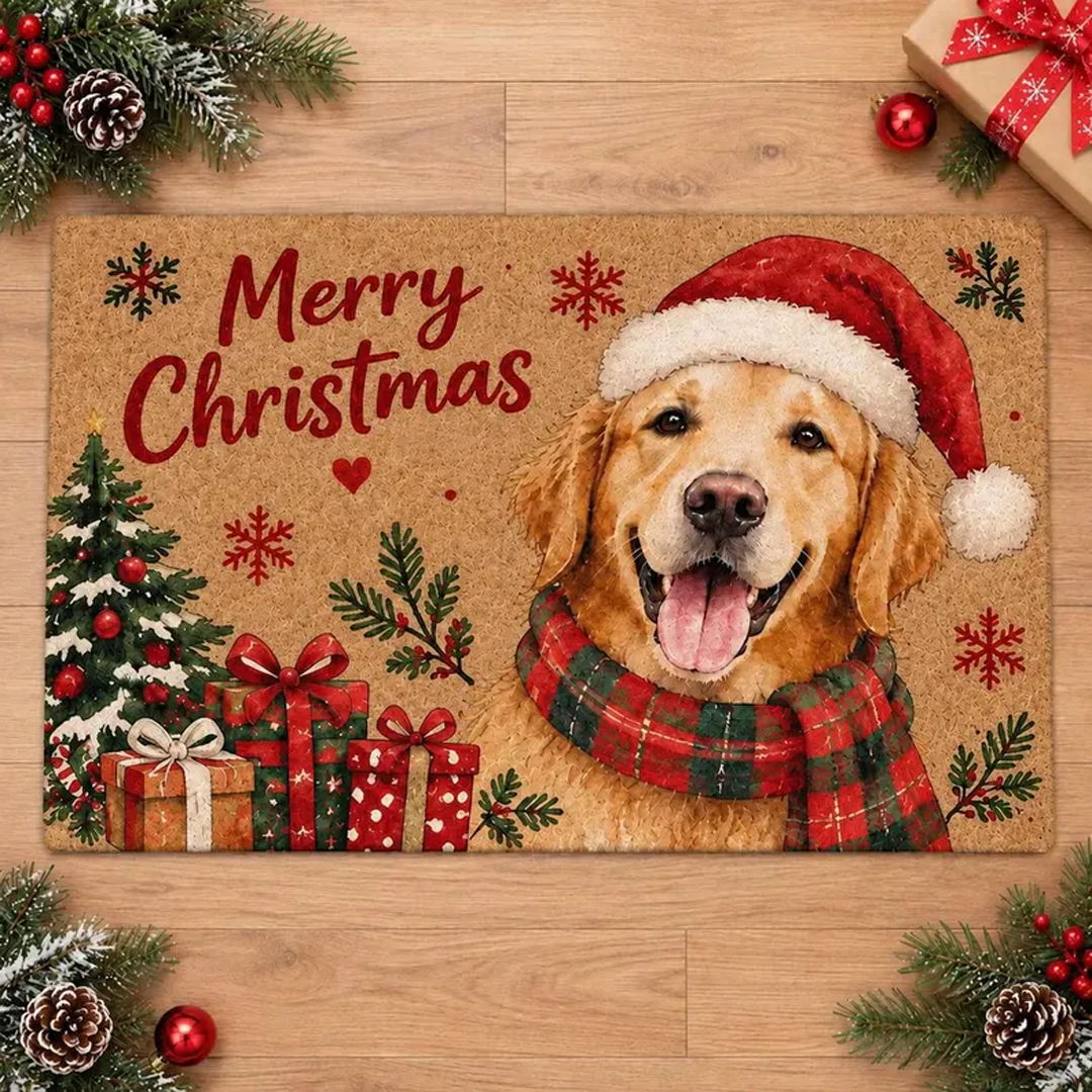 Custom Pet Portrait Christmas Doormat