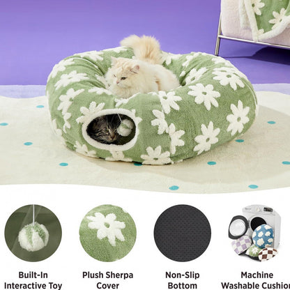 2-in-1 Foldable Cat Play Tunnel and Cozy Cat Bed