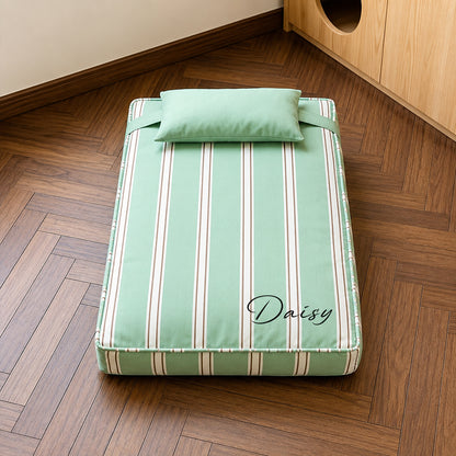 Personalized Striped Pet Bed with Pillow