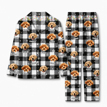 Custom Pet Portrait Christmas Pajama Set with Name