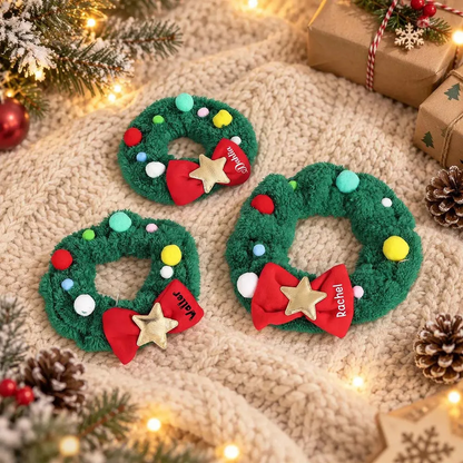 Personalized Christmas Wreath Pet Collar Scarf