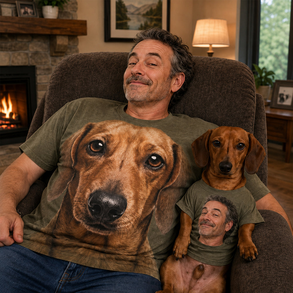 Personalized Matching Portrait T-Shirts for You & Your Pet