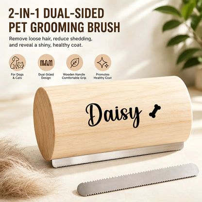 Custom Name Wooden Pet Deshedding Brush
