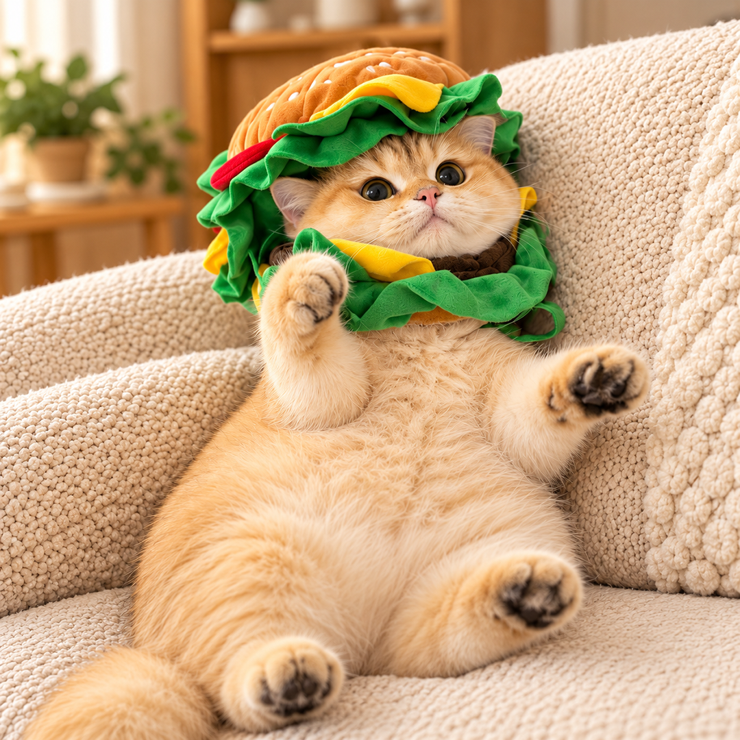 Hamburger Pet Costume Set for Cats & Small Dogs