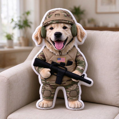 Personalized Pet Portrait Military-Uniform-Shaped Throw Pillow