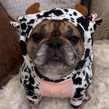 Cow-Print Flannel Pet Onesie Costume