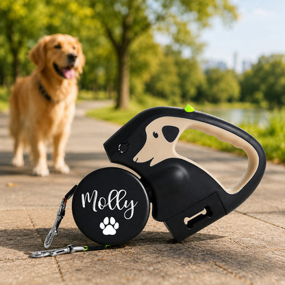 One-to-two Automatic Retractable Multi-functional Dog Leash With Lights