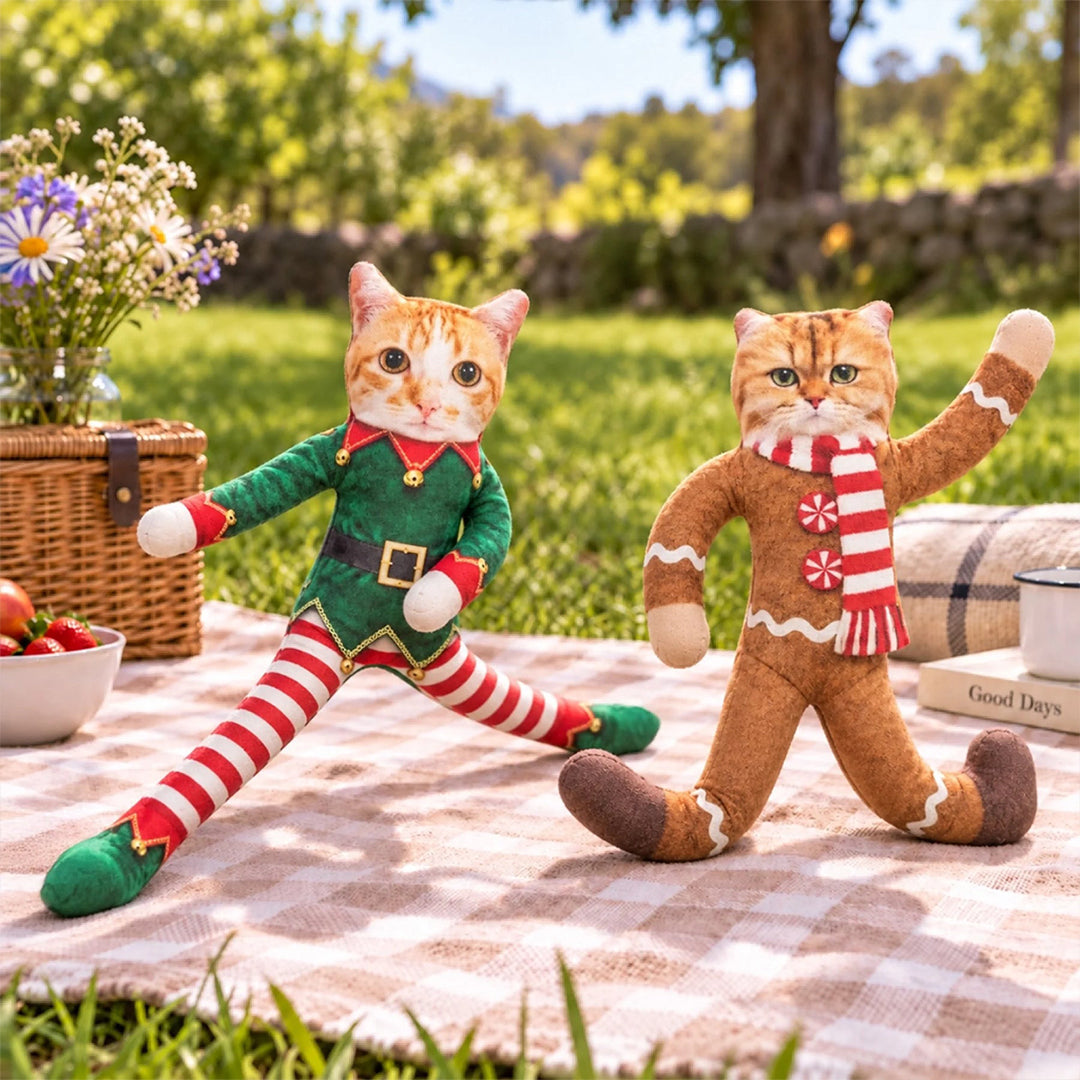 Personalized Christmas Costume Pet Poseable Plush Doll with Funny Pet Photos
