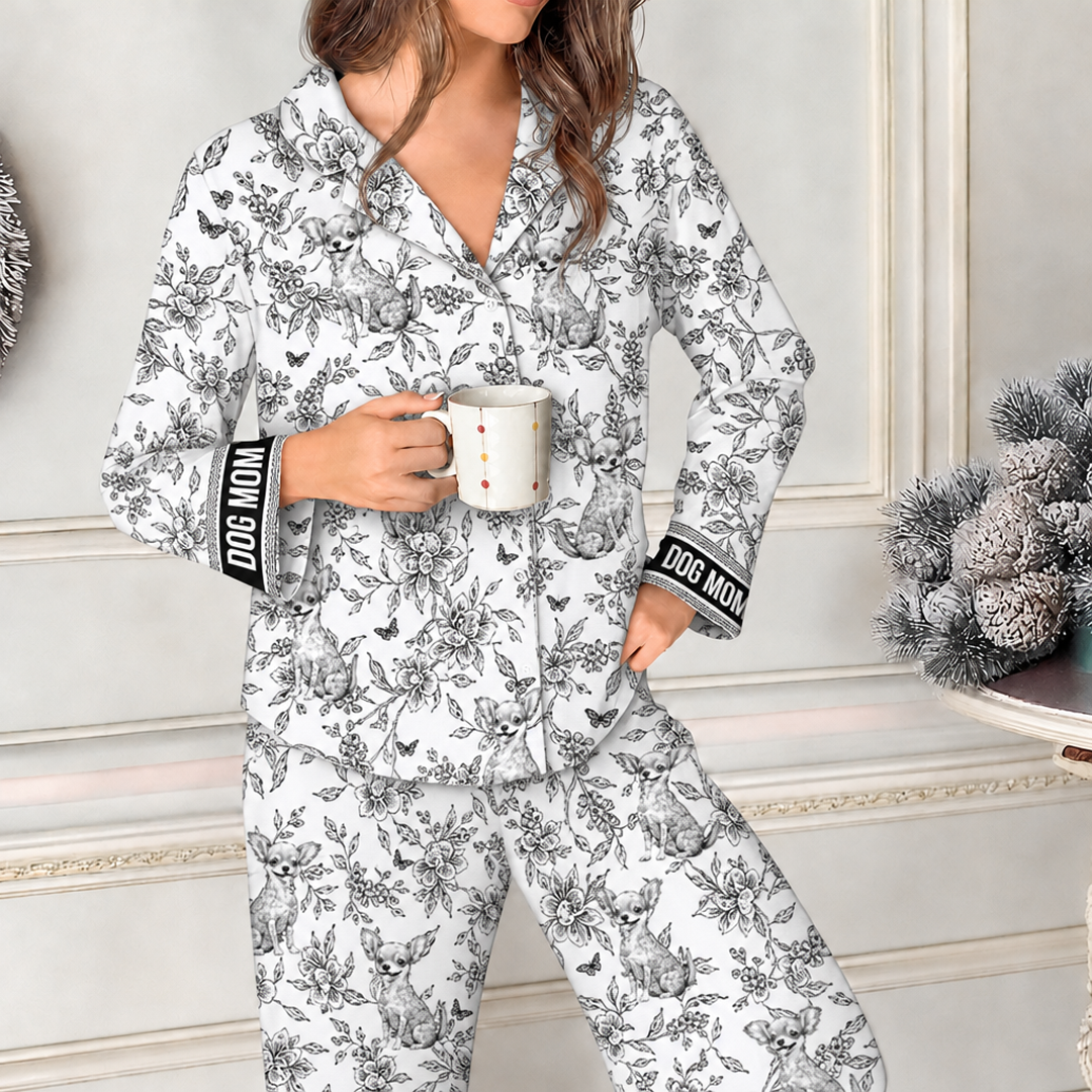 Personalized Dog Mom Toile Pajama Set