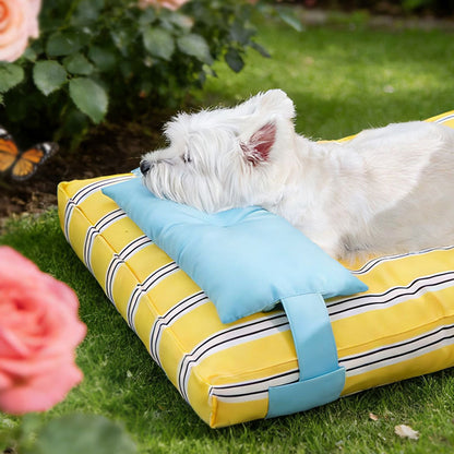 Personalized Waterproof Striped Pet Bed with Pillow
