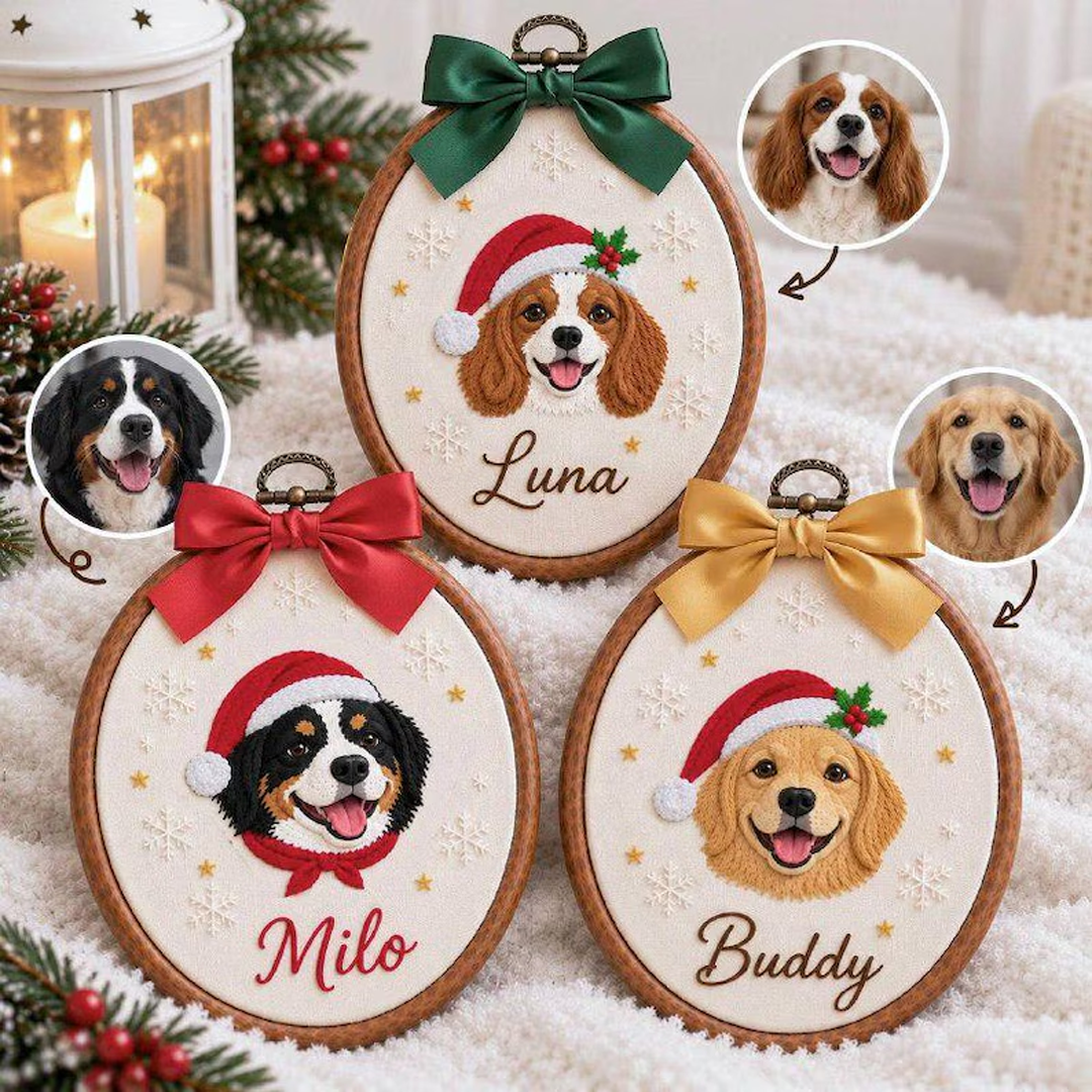 Custom Santa Hat Pet Portrait Christmas Ornament