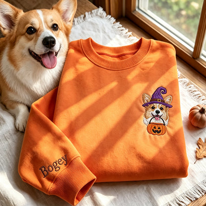 Puptailor Personalized Pet Portrait Embroidered Halloween Sweatshirt
