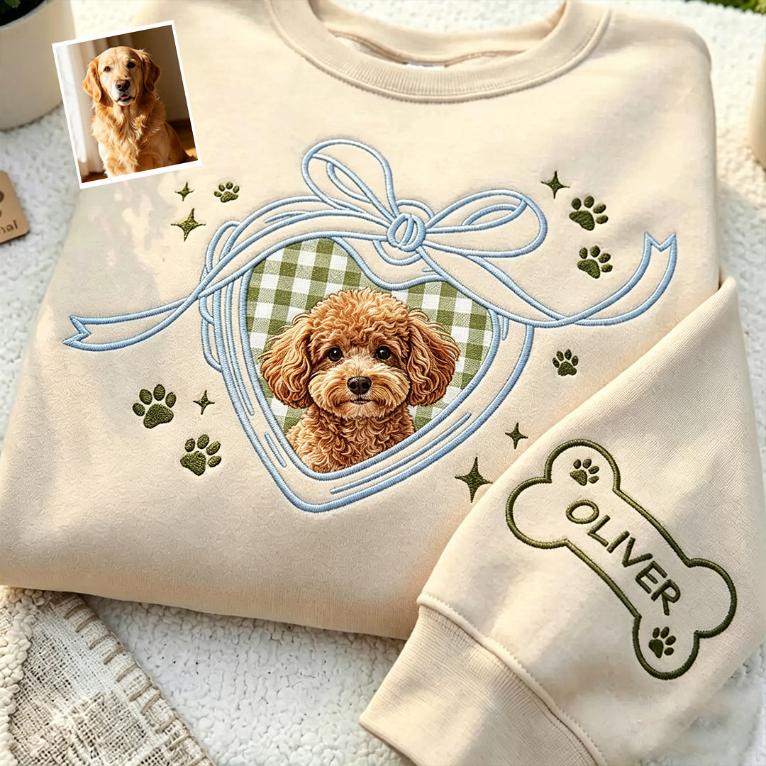 Puptailor Embroidered Pet Portrait And Name Sweatshirt