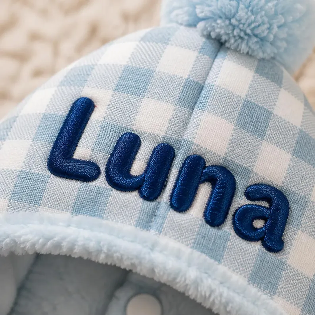 Personalized Plaid Hooded Pet Cape with Pompom