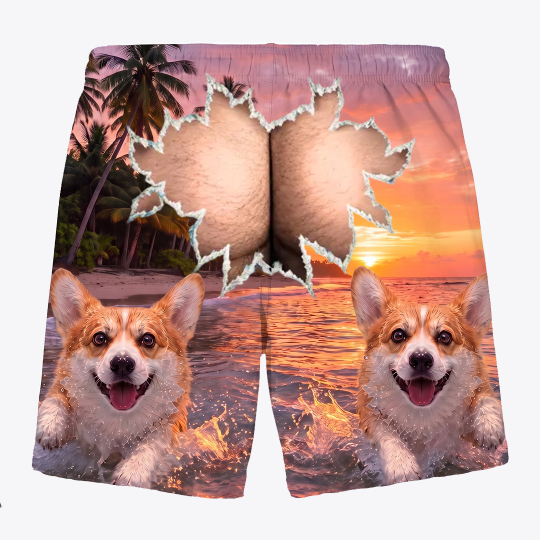 Personalized Men's Custom Dog-Face Swim Trunks