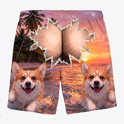 Personalized Men's Custom Dog-Face Swim Trunks