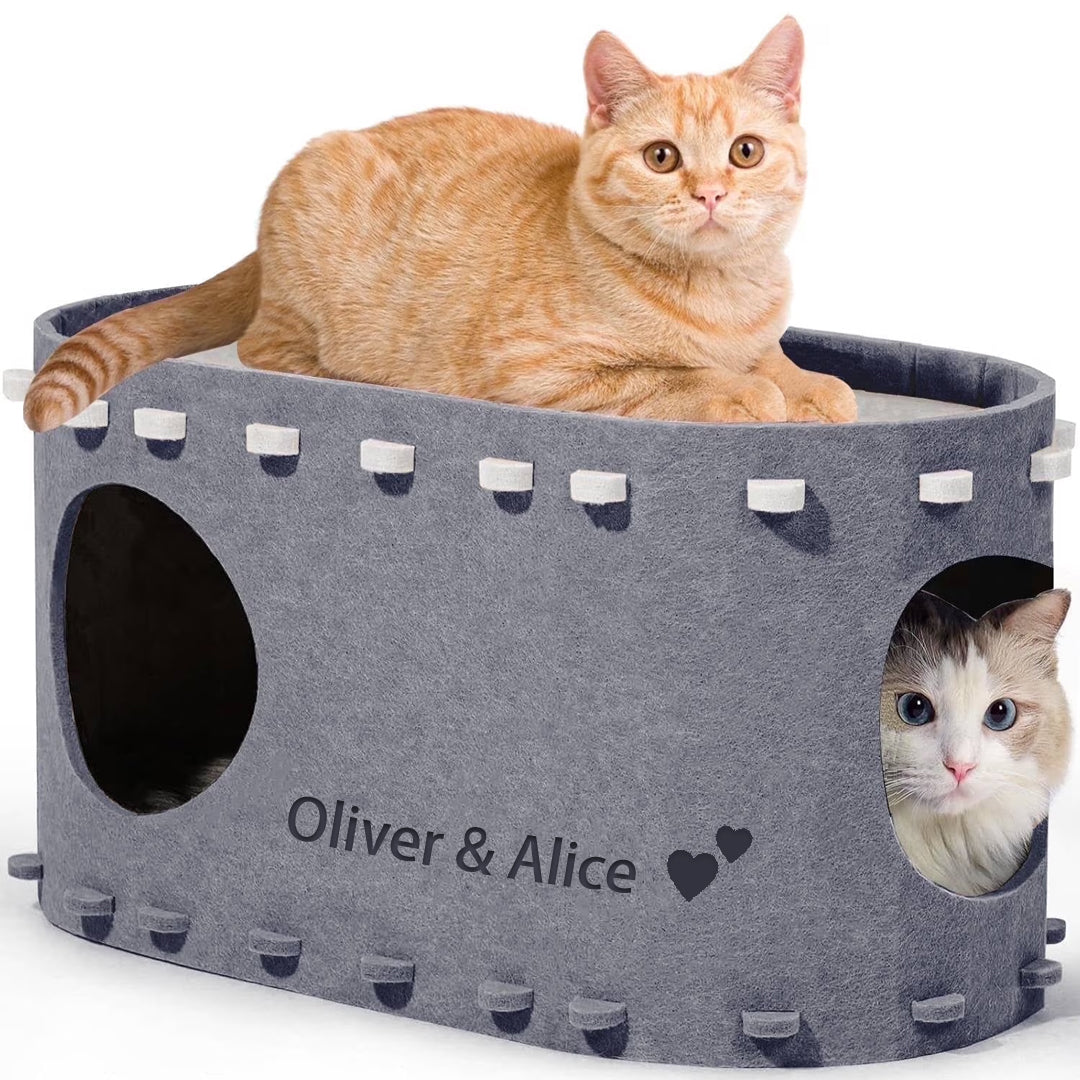 Personalized Felt Cat Cave Bed
