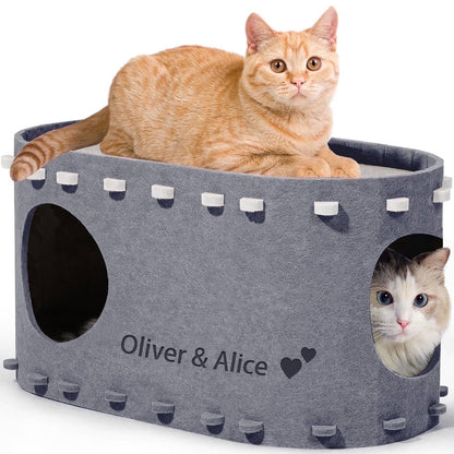 Personalized Felt Cat Cave Bed