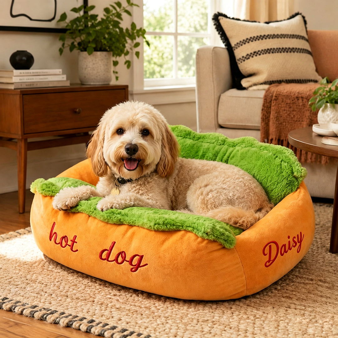 Custom Hot Dog Shape Dog Bed