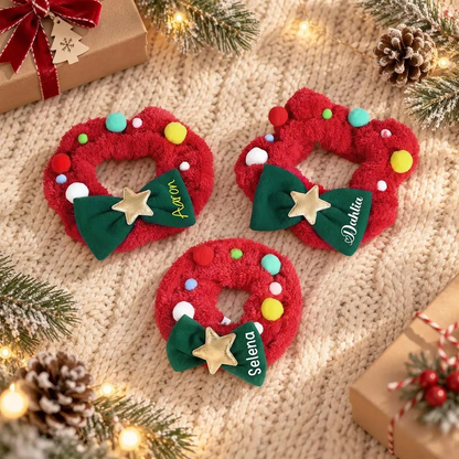 Personalized Christmas Wreath Pet Collar Scarf