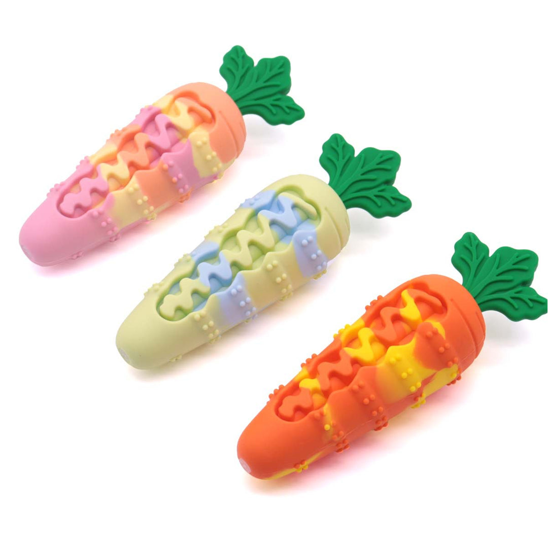Silicone Carrot Dog Toy for Chewing, Teething, and Self-Amusement