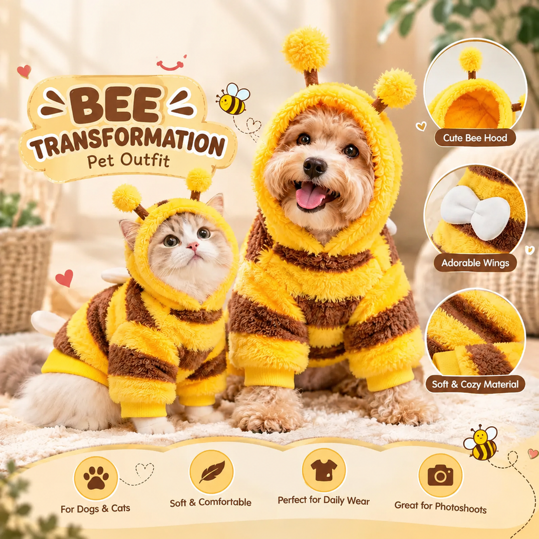 Personalized Bee Dog Costume with Leash Hole