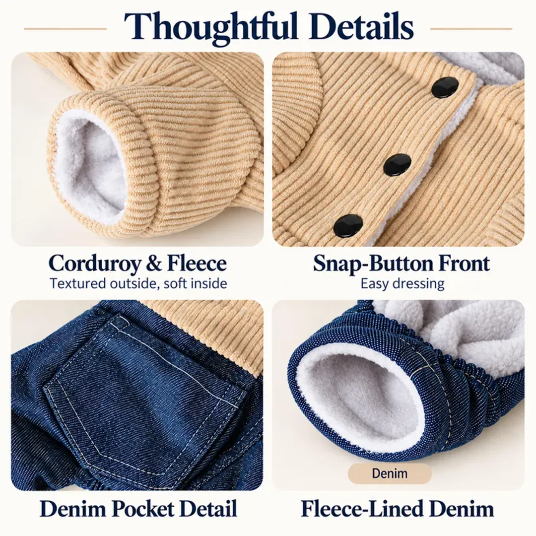 Personalized Corduroy Denim Dog Overalls