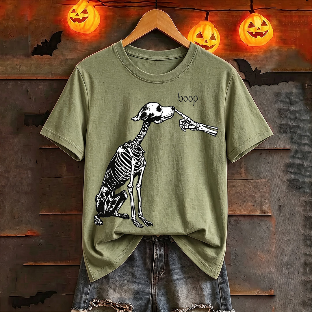 Puptailor Personalized Halloween Skeleton Dog Boop Graphic T‑Shirt