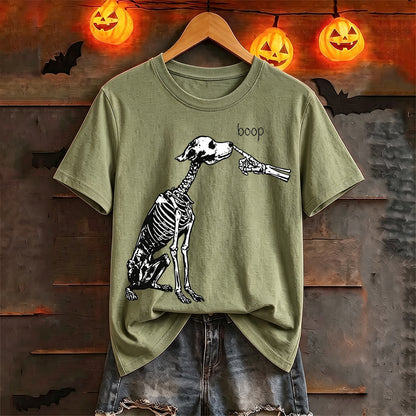 Puptailor Personalized Halloween Skeleton Dog Boop Graphic T‑Shirt
