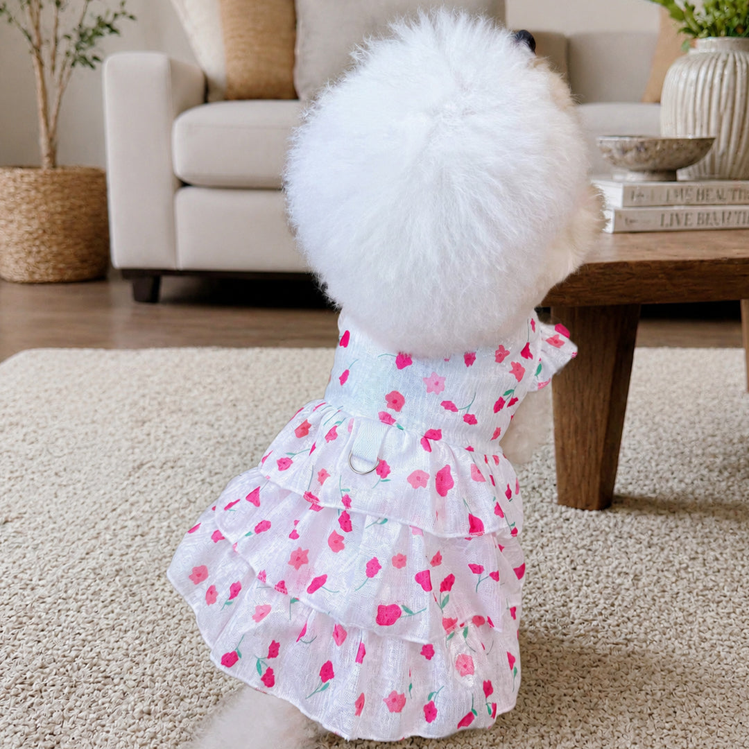 Personalized Cute Floral Ruffle Dog Dress