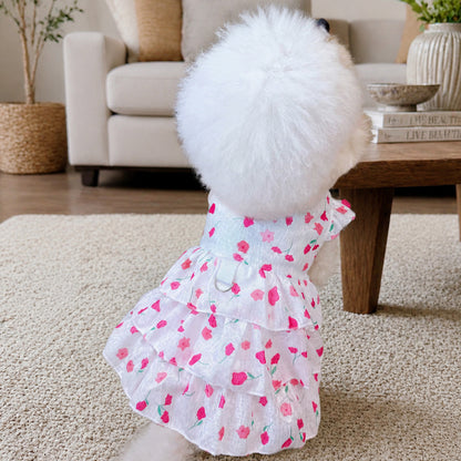 Personalized Cute Floral Ruffle Dog Dress
