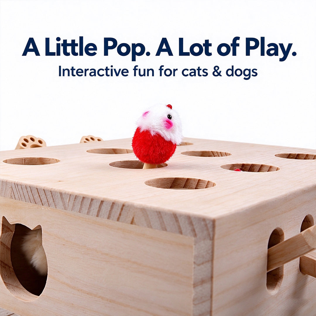 Wooden Whack-a-Mole Pet Toy