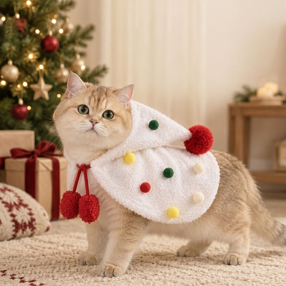 Christmas Pet Cape for Cats and Small Dogs