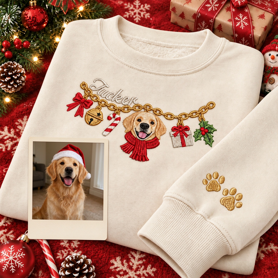 Custom Garland Pet Portrait Christmas Sweatshirt