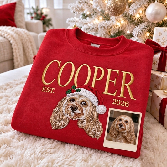Custom Est. Year Pet Portrait Christmas Sweatshirt