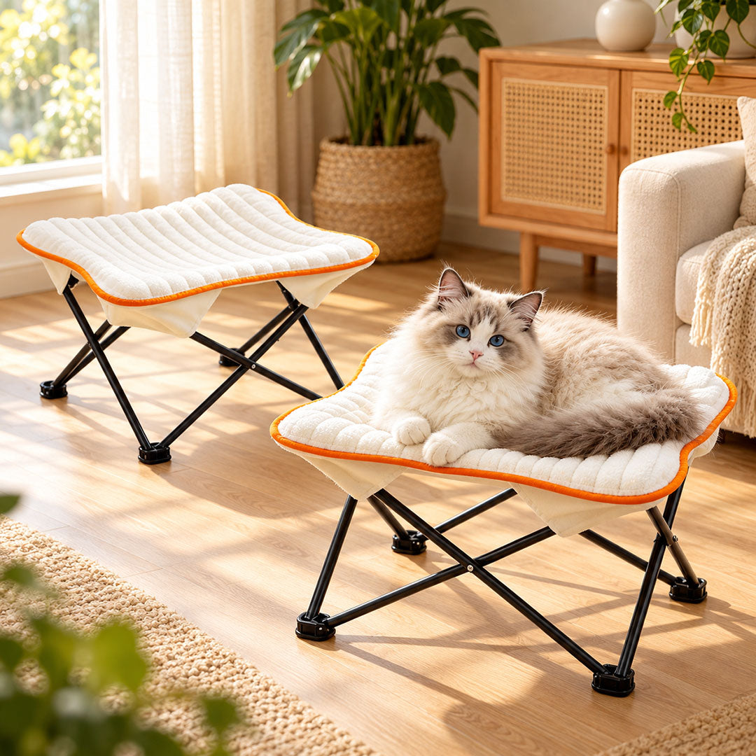 Foldable Plush Cat Bed