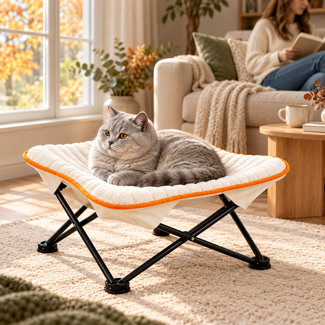 Foldable Plush Cat Bed