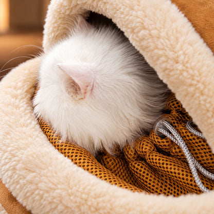 Cozy Plush Pet Carrier Backpack with Hand Warmer Pocket