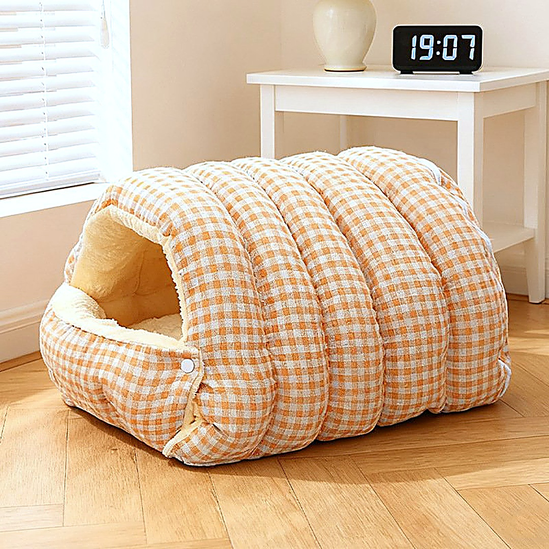 Puptailor Personalized Plush Warm Pet Cave Bed-Detachable Cozy Pet House for Cats Small Dogs