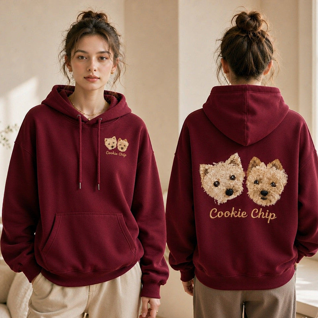 Puptailor Personalized Front & Back Pet Portrait Embroidered Hoodie