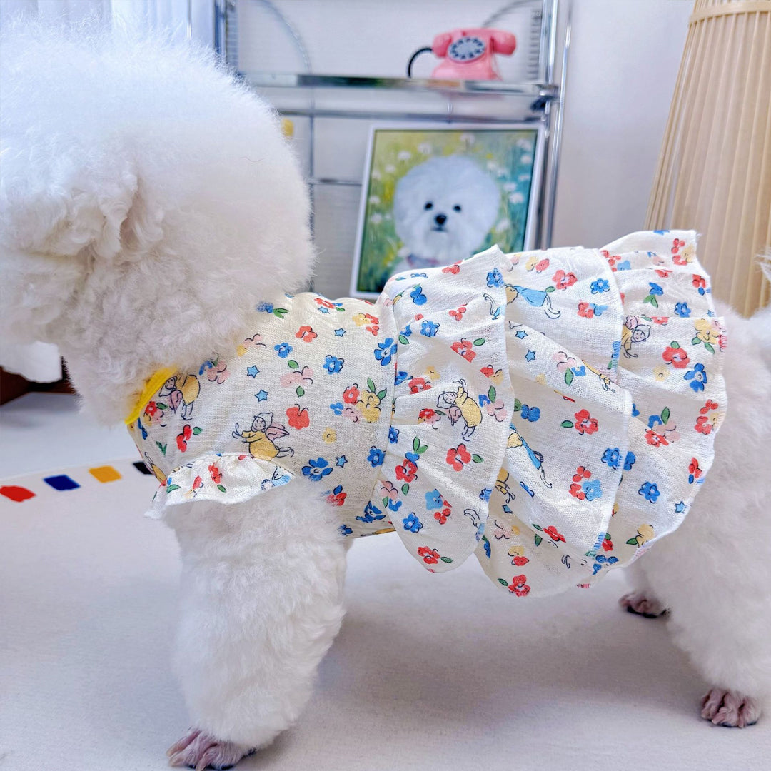 Personalized Cute Floral Ruffle Dog Dress