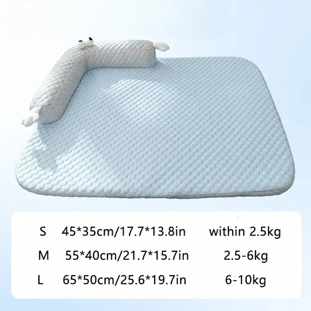 Personalized Summer Cooling Pet Bed with Neck Support Pillow