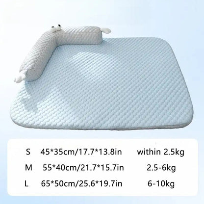Personalized Summer Cooling Pet Bed with Neck Support Pillow