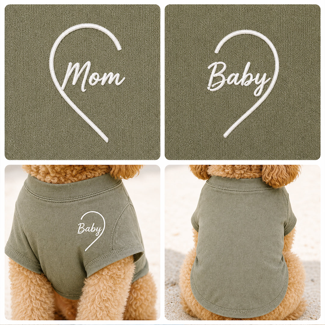 Personalized Embroidered Heart Matching T-Shirts for You & Your Pet