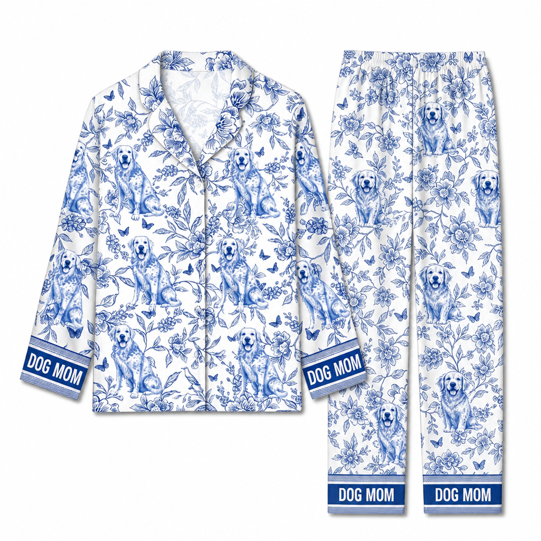 Personalized Dog Mom Toile Pajama Set